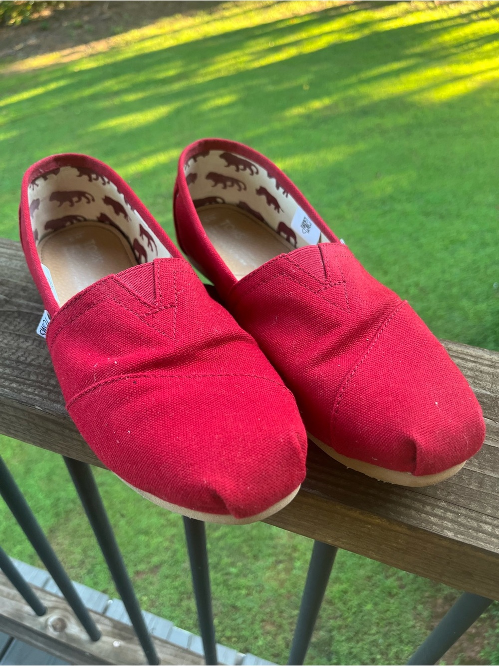 Toms Red Canvas Slip-On Shoes